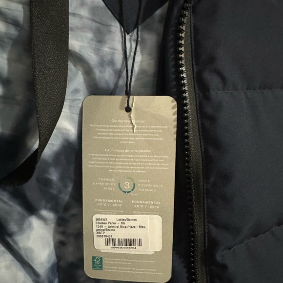 CANADA GOOSE CHELSEA PARKA HOOD ADMIRAL BLUE NAVY REGENERATION CLASSIC LABEL XS - Picture 5 of 7